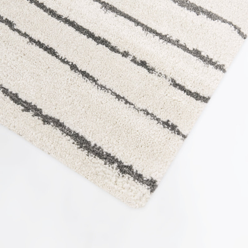 Carreno Cream/Grey Abstract Stripe Area Rug, Rectangle 5'3" x 7'