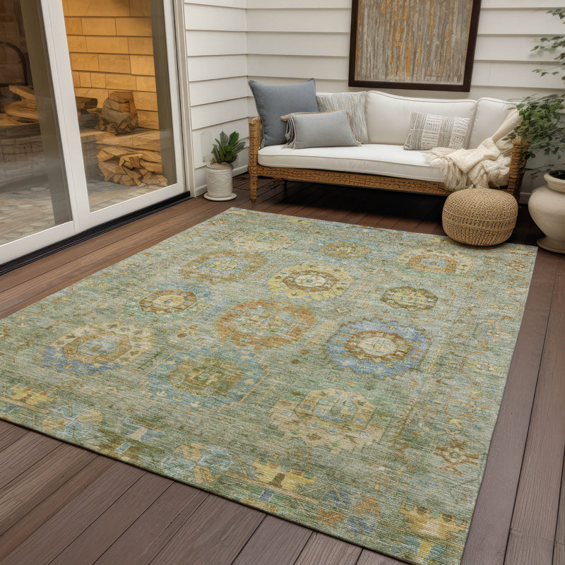 Machine Washable Indoor/Outdoor Lafferty ACN2227 Panel Rug, Rectangle 10' x 14'