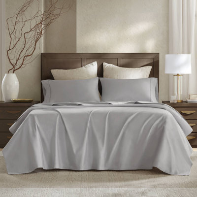 Ensembles de draps et de draps en coton égyptien de qualité supérieure, tissage moderne en satin de coton, gris