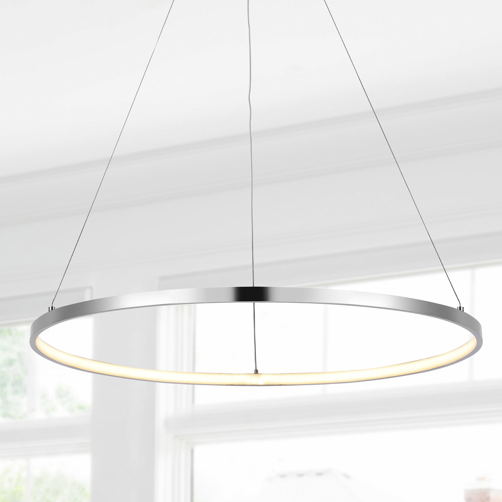 Odin Single Light Dimmable LED Pendant, Chrome, 0.75" H x 23.75" W x 23.75" D