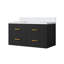 Meuble-lavabo simple noir 36 po X P 22 po D, avec plateau en quartz blanc-117825059