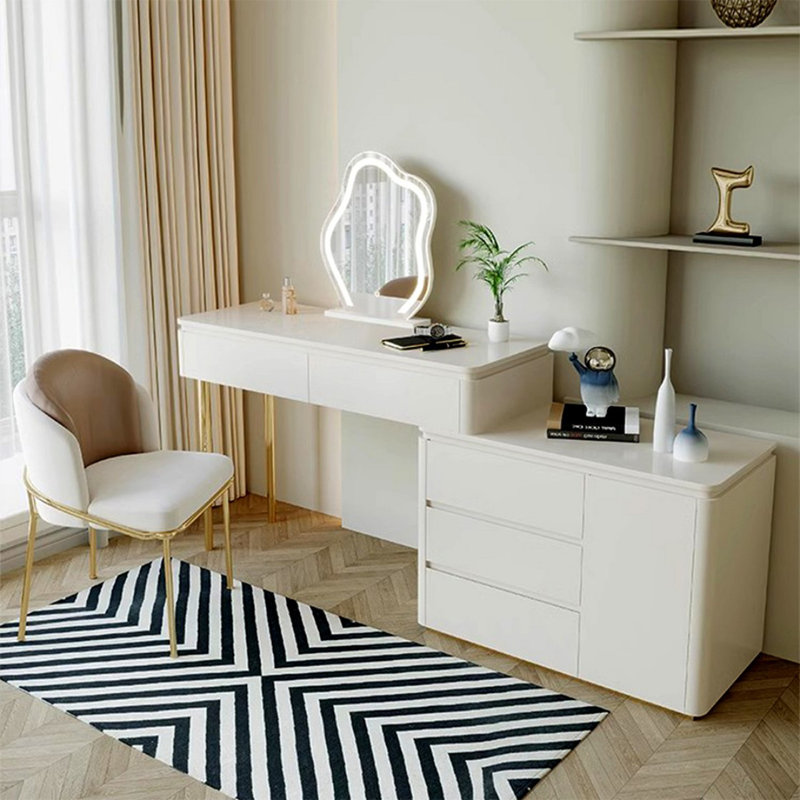 Makeup Vanity with Light mirror,5 drawers,1 chair