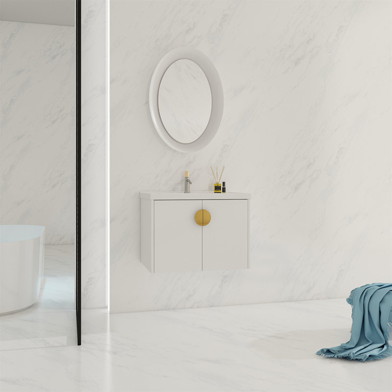 Meuble-lavabo à fermeture en douceur 28 po avec lavabo, pour petite salle de bain