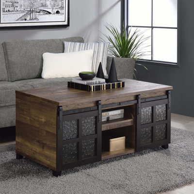 Table basse avec portes coulissantes