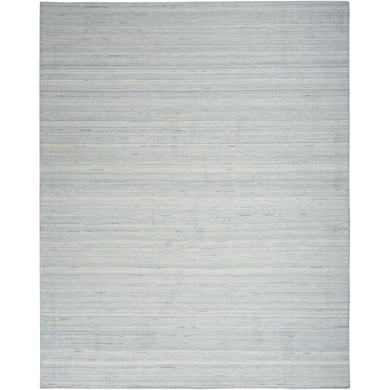 Anerinda Solid Hand Loomed Wool/Cotton Area Rug in Light Blue, Rectangle 9' x 12'