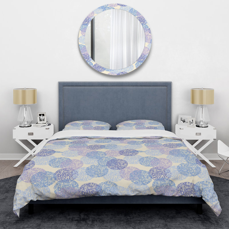Ensemble de housse de couette en microfibre bleu / mauve 2 pièces Blue Circle