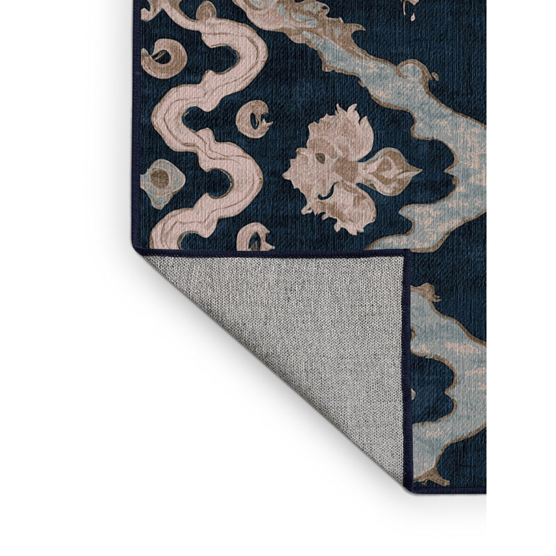 Machine Washable Gray Area Rug, Rectangle 7' x 9'