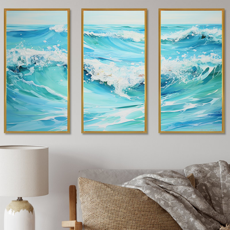 Ensemble de salon Ocean Charm, Cadre flottant doré, H 32 po x l 48 po x P 1 po