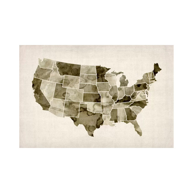 USA Water Color Map II by Michael Tompsett - Wrapped Canvas Print