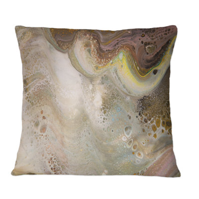 Coussin décoratif abstrait à motif abstrait doré et brun