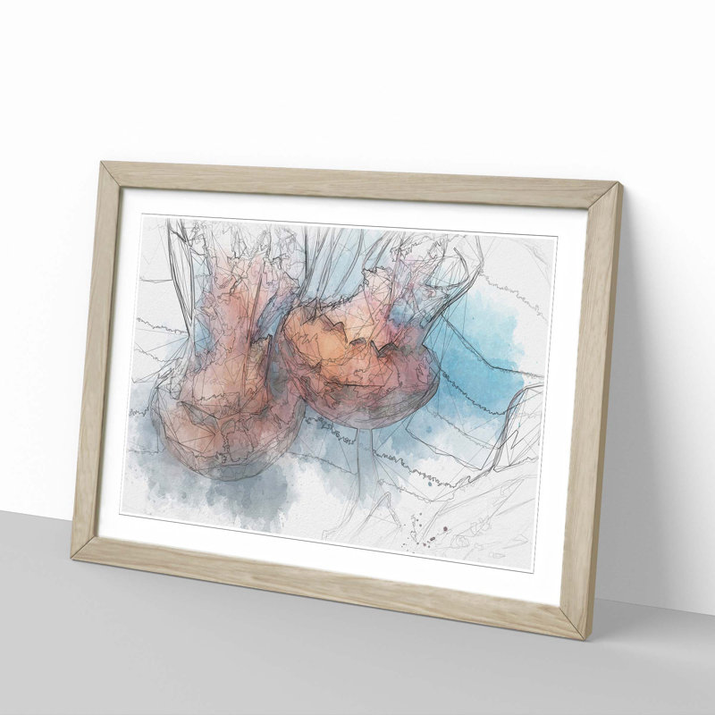 Pink Jellyfish in Abstract - Framed Print, 50cm H x 76cm W x 2cm D, Oak