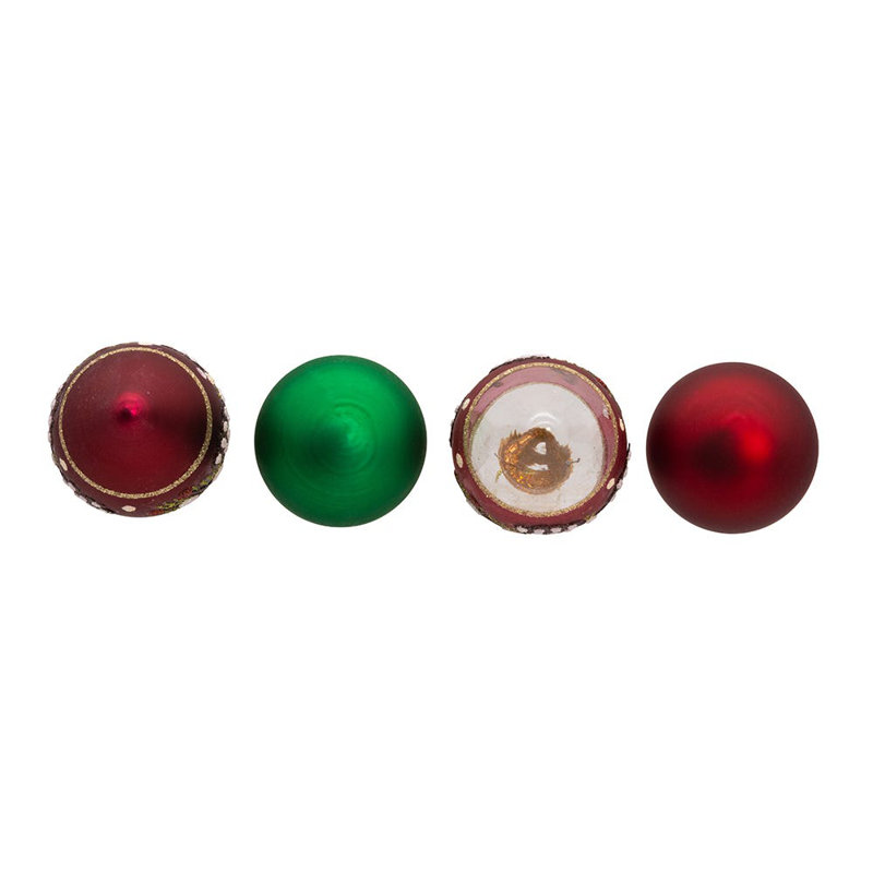 35mm Green and Burgundy Glass Pinecone Ornament Set, 12-Piece