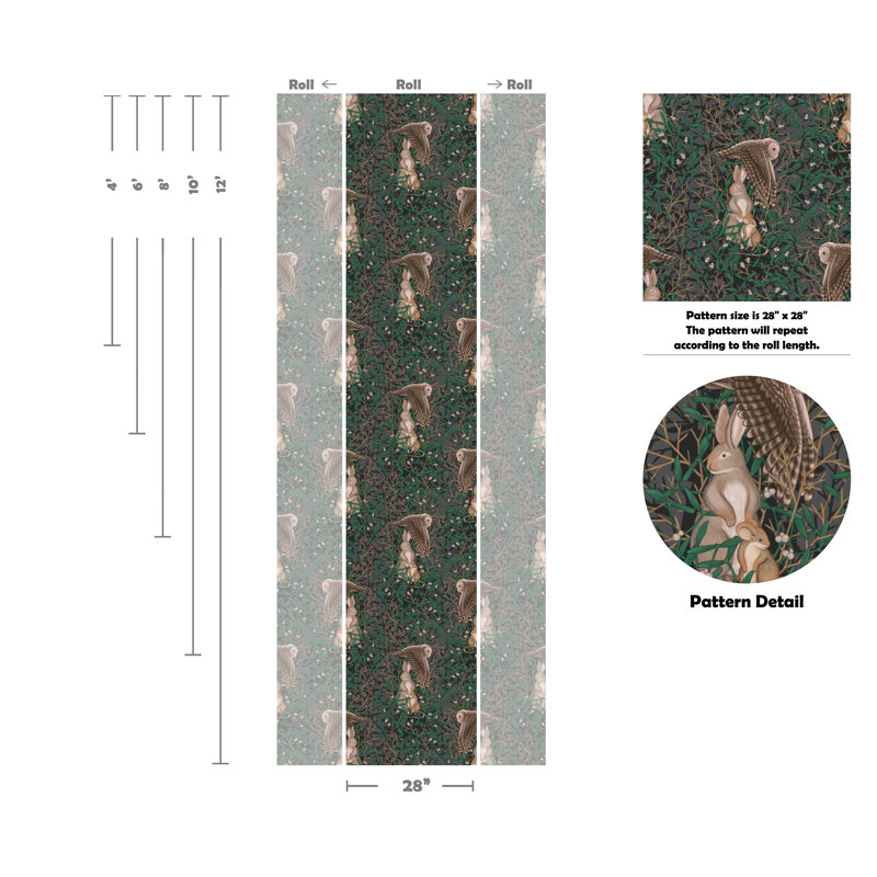 Papier peint amovible Enchanted Woodland Whispers, L 96 po x l 28 po