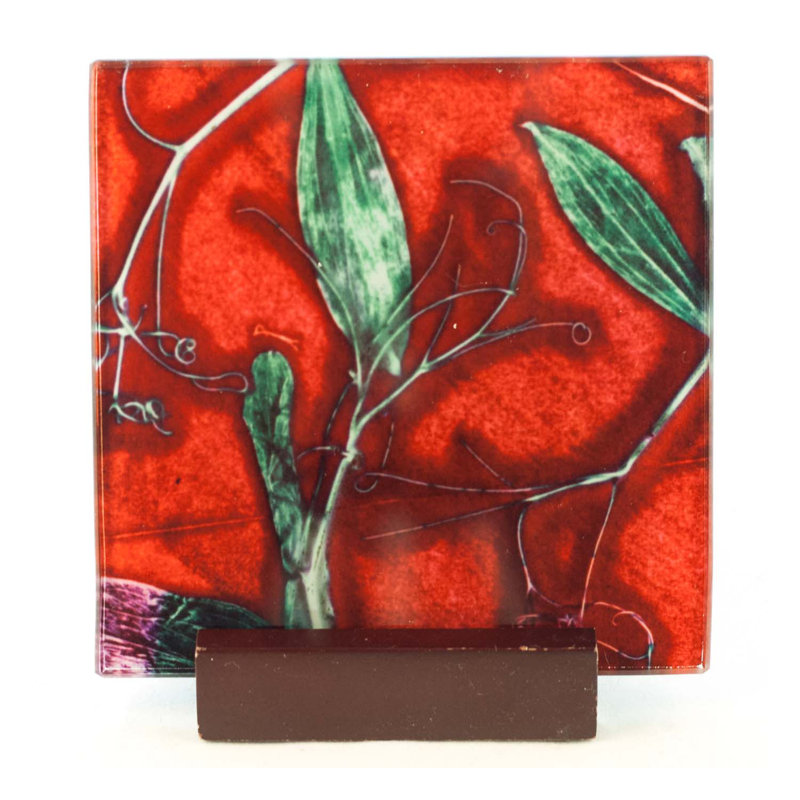 Glass Square 1 Piece Coaster, Red