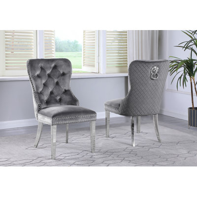 Chaise de salle à manger en velours 2 pièces Deprise Leo