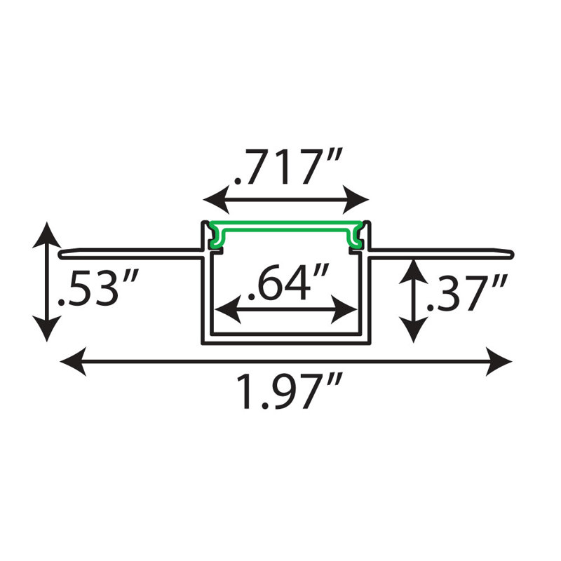 3.3Ft Drywall Aluminum LED Channel 3-Pack, Straight Profile, 5/7" (Nominal) Channel Width, End Caps And 1 Frosted Lens Included