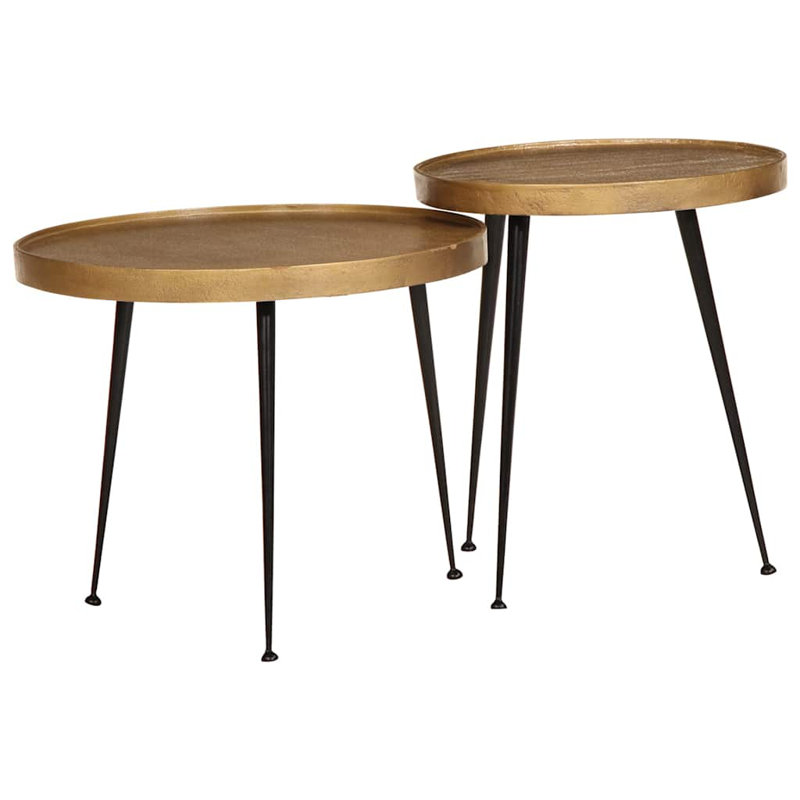 Coffee Table 2 Pcs Engineered Wood, Golden