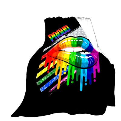 Rainbow Lips Cozy Flannel Fleece Throw - Soft, Warm Blanket for Bed, Sofa, Living Room