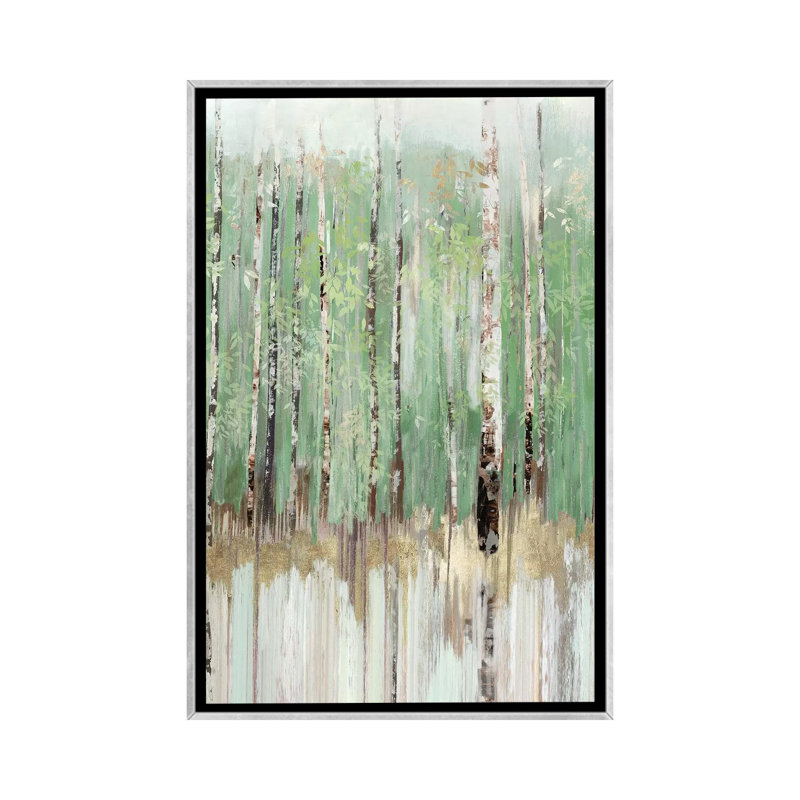 " Tree Essence II " Acrylic Painting, 60" H x 40" W x 1.5" D, Silver Framed Canvas, No Mat