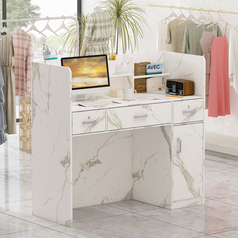 Dominika Executive Desk, Marble White