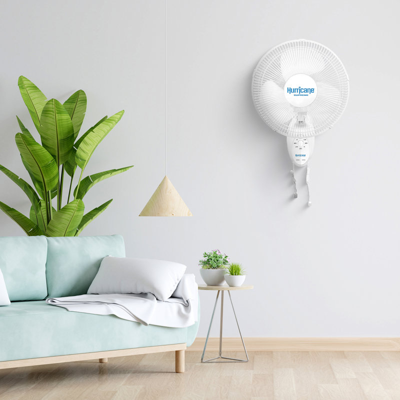 Hurricane Supreme 12-Inch White Oscillating Wall Mount Fan