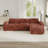 Boneless L-Shaped Soft Velvet Fabric Sofa, 32D High-Density Foam, No-Assembly Base, Non-Slip Design, Movable Ottoman Suitable For Living Rooms.-1251762199