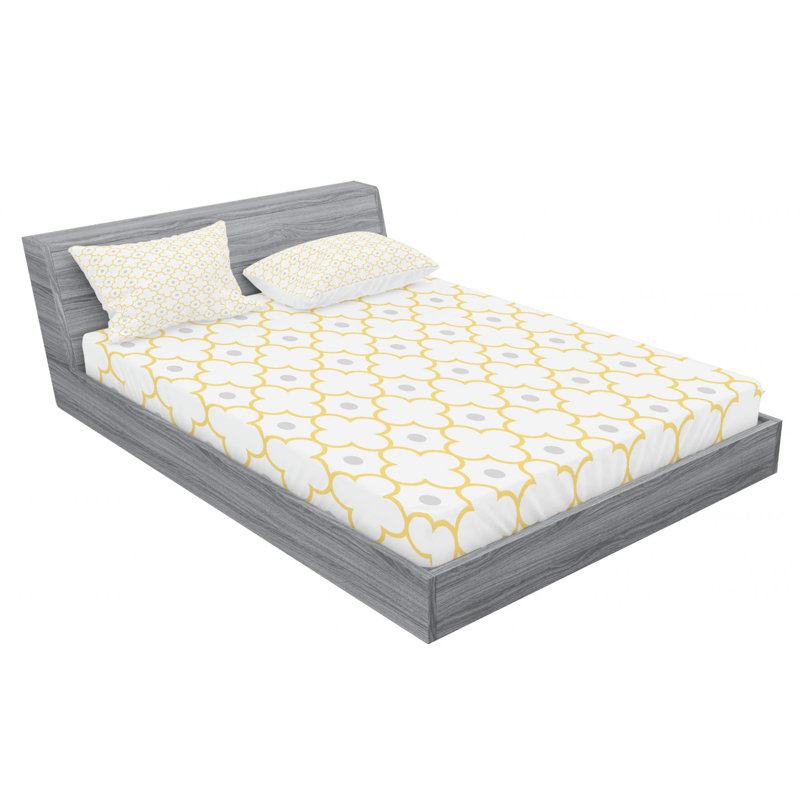 Quatrefoil Microfiber Geometric Sheet Set, Twin XL Sheet Set + Fitted Sheet + 1 Pillowcase, Yellow