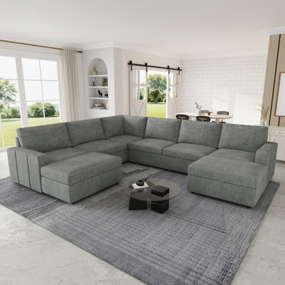 Canapé modulaire de rangement en U avec deux repose-pieds