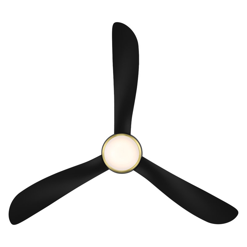 Corona 3 - Blade Outdoor/Indoor Smart Flush Mount Ceiling Fan with Remote Control and Dimmable LED Light Kit Included , 52"