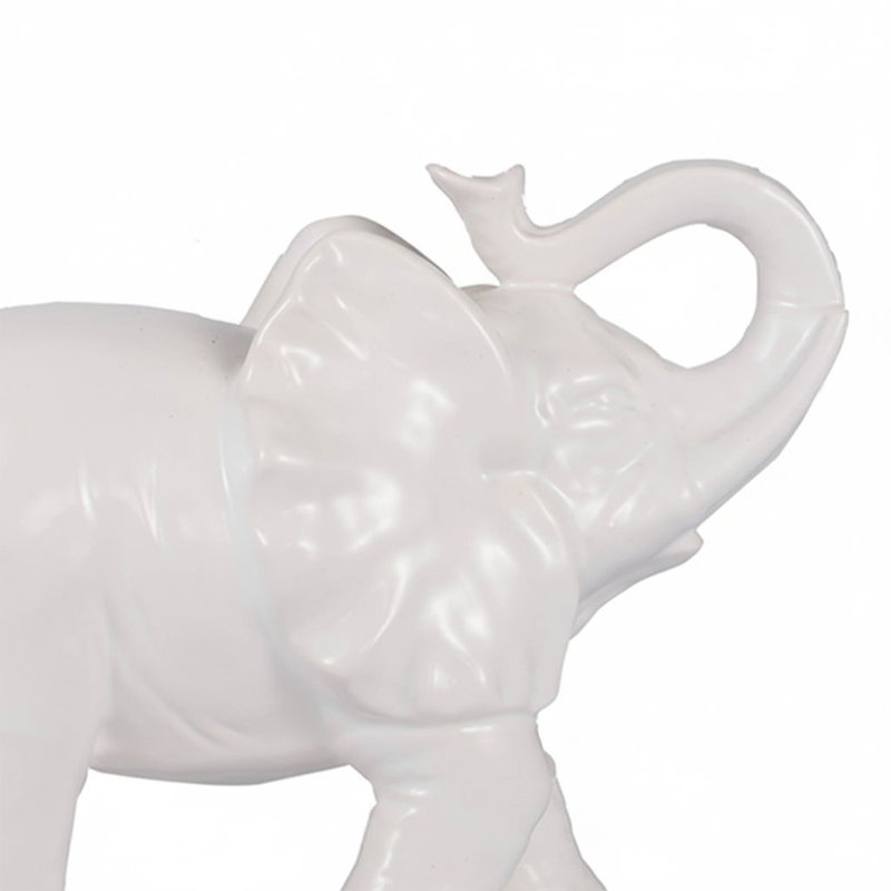 Small White Ceramic Elephant Figurine, Elegant Elephant Desk Decor for Shelf or Table