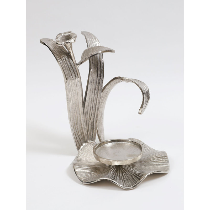 13'' H Metal Tabletop Hurricane, Silver