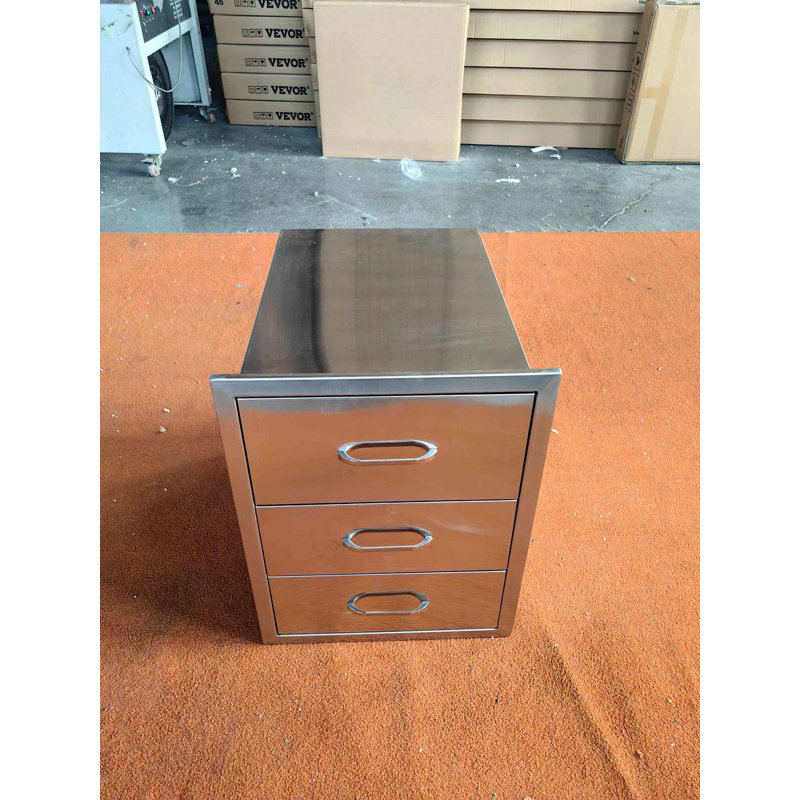 Armoire à tiroirs en acier inoxydable à trois niveaux - 22 po x 14 po x 20 po