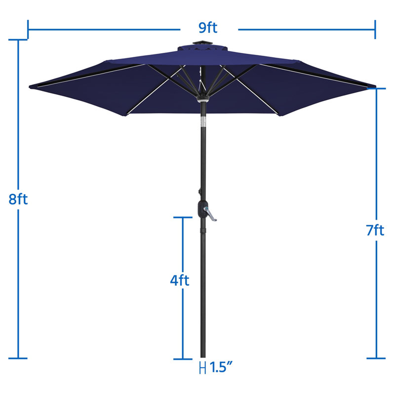 Parasol d'extérieur 108 "avec éclairage central 108", Bleu marine