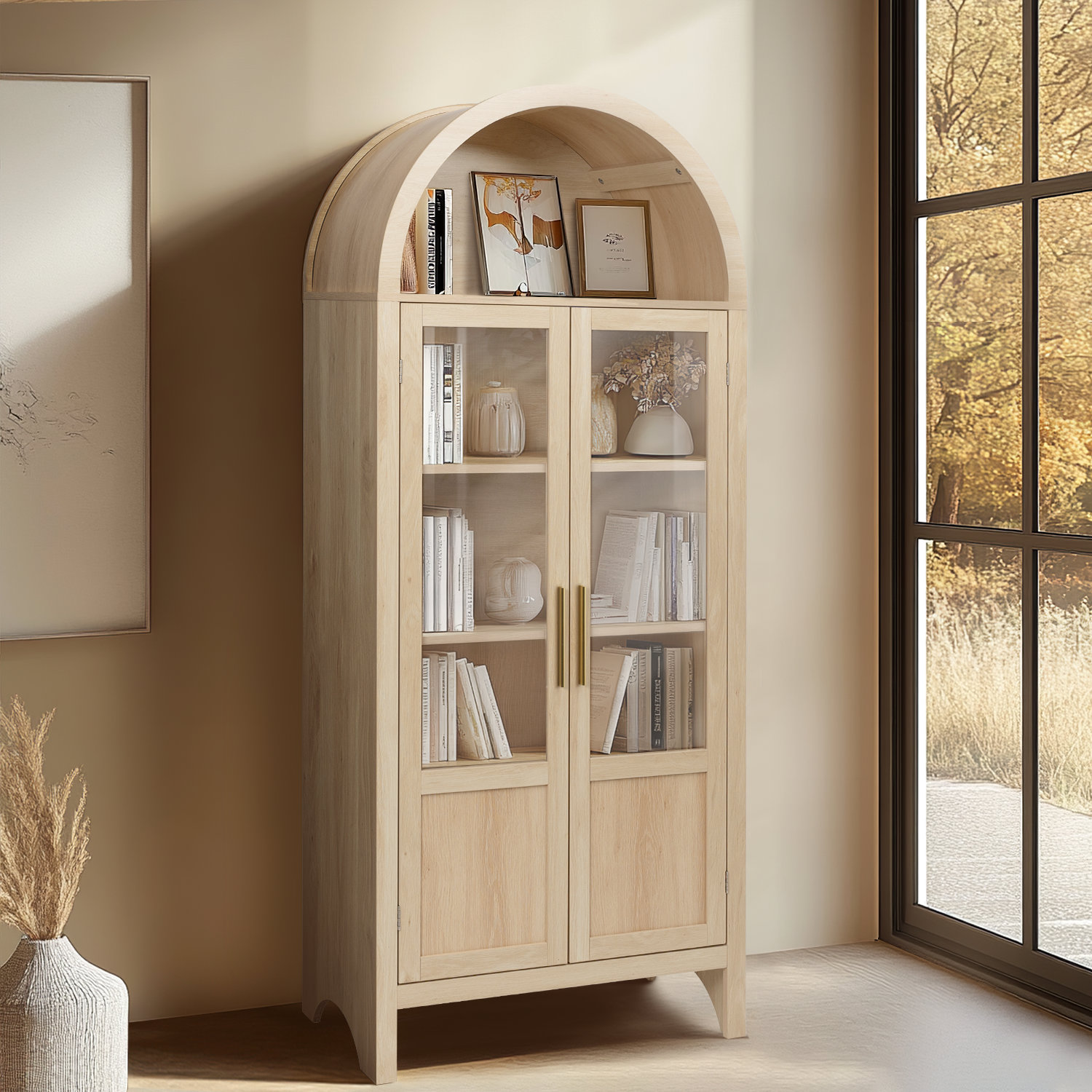 Ebern Designs Arched Cabinet Display Cabinet & Reviews | Wayfair