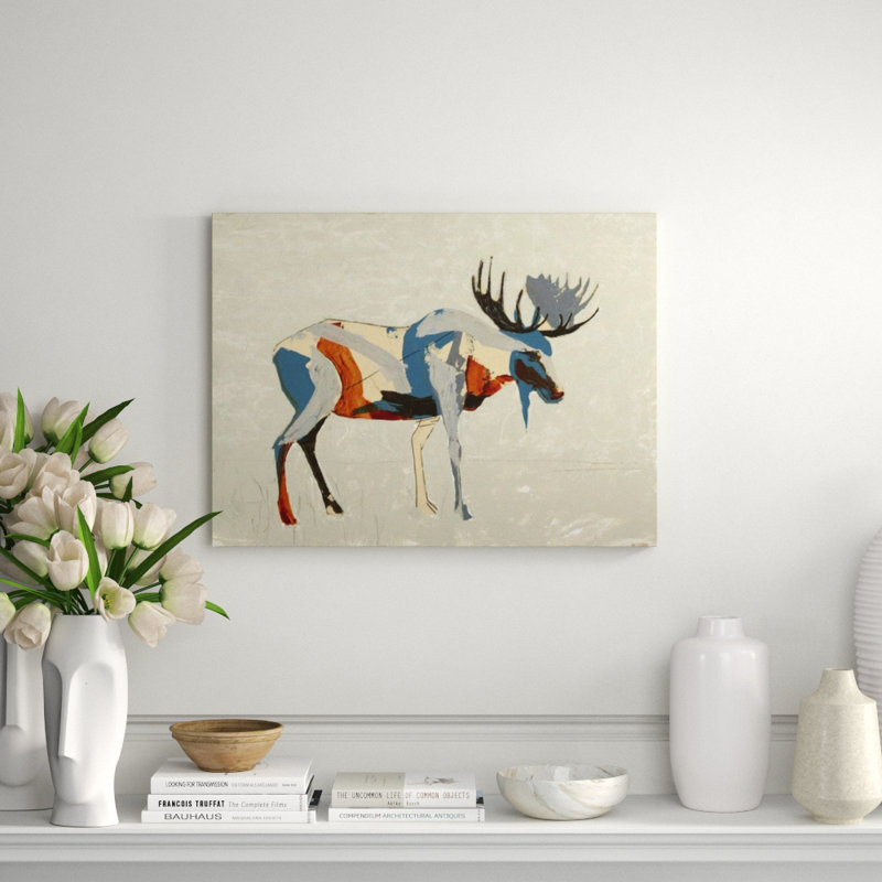 Moose II Print by Milton Coppo, 30" H x 40" W x 1.5" D, Knife Gel