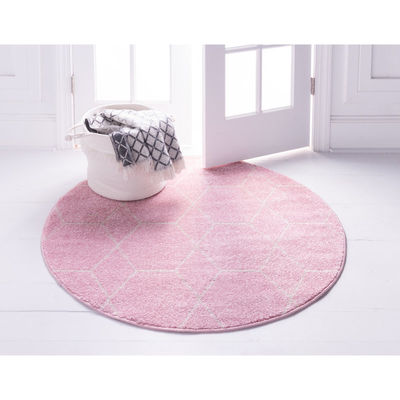 Tapis géométrique Debrodie, Rond 6 pi 1 po, Pink