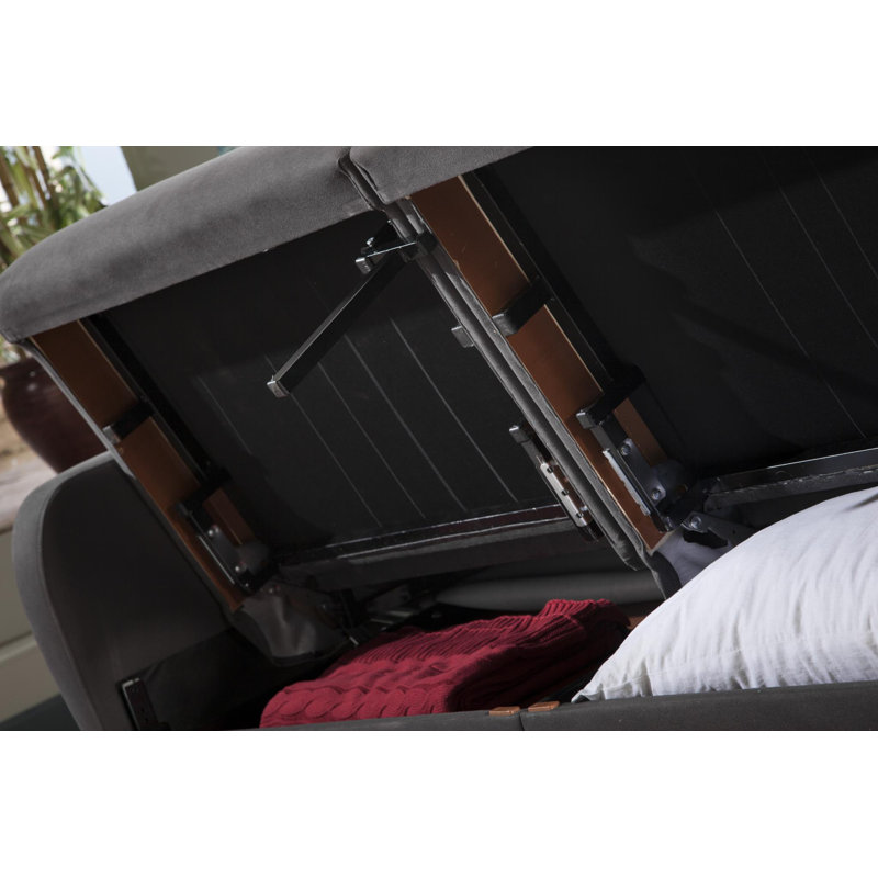 Lelana Twin 78.75 Polyester Tufted Sofa, Charcoal