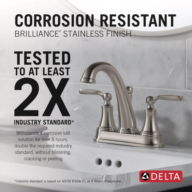 Woodhurst Centerset Bathroom Faucet with Drain Assembly, Stainless Steel, None