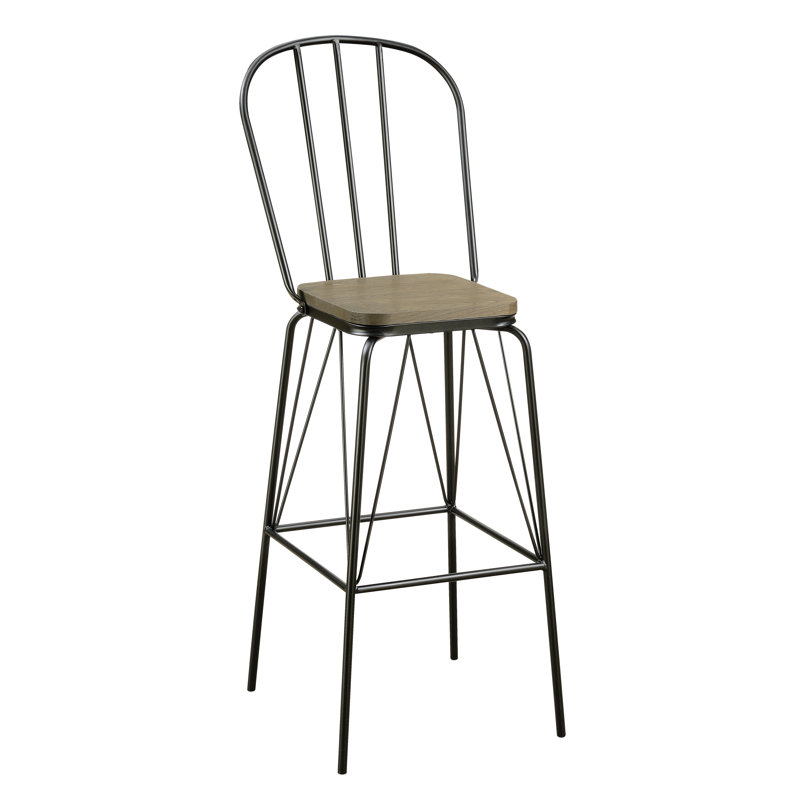 Hardnett Counter Stool with Metal Frame, Black, Bar Stool (30" Seat Height)