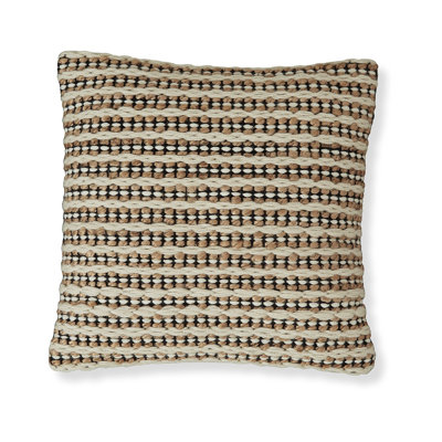 Throw Pillow Set Of 4, 20 Inch, Cotton, Woven Striped Design, Beige, Black