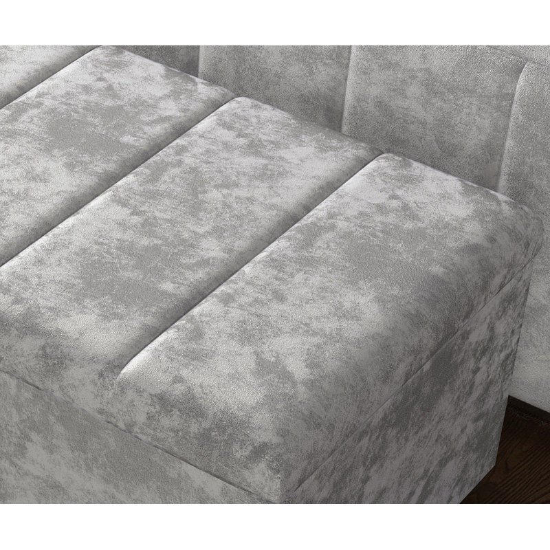 Alakay 102cm Wide Rectangle Striped Ottoman Storage Box with Hydrolic Arm, Crush Silver