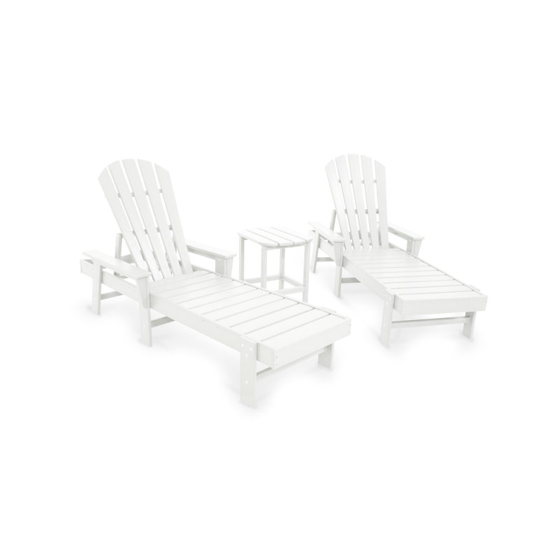 POLYWOOD South Beach Chaise 3-Piece Set, White