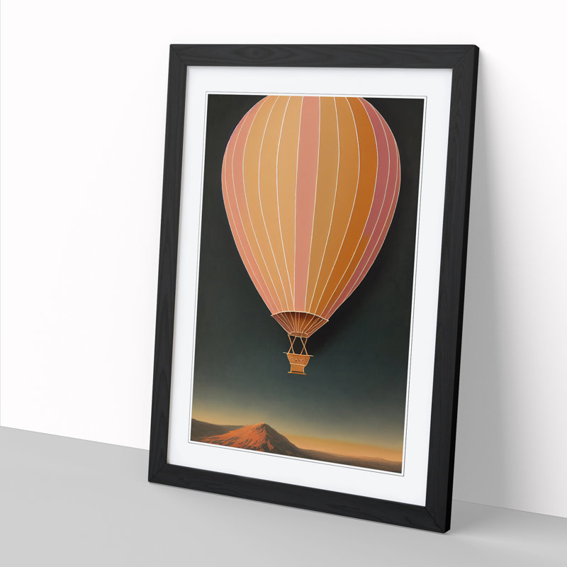 Perrin Hot Air Balloon Traditonal Vol.1 - Picture Frame Print, 64cm H x 46cm W x 2cm D, Black