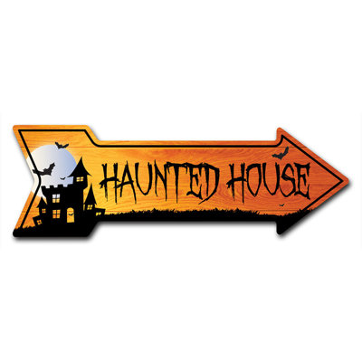 Haunted House Street Sign Heavy Duty Plastic 6" X 18"