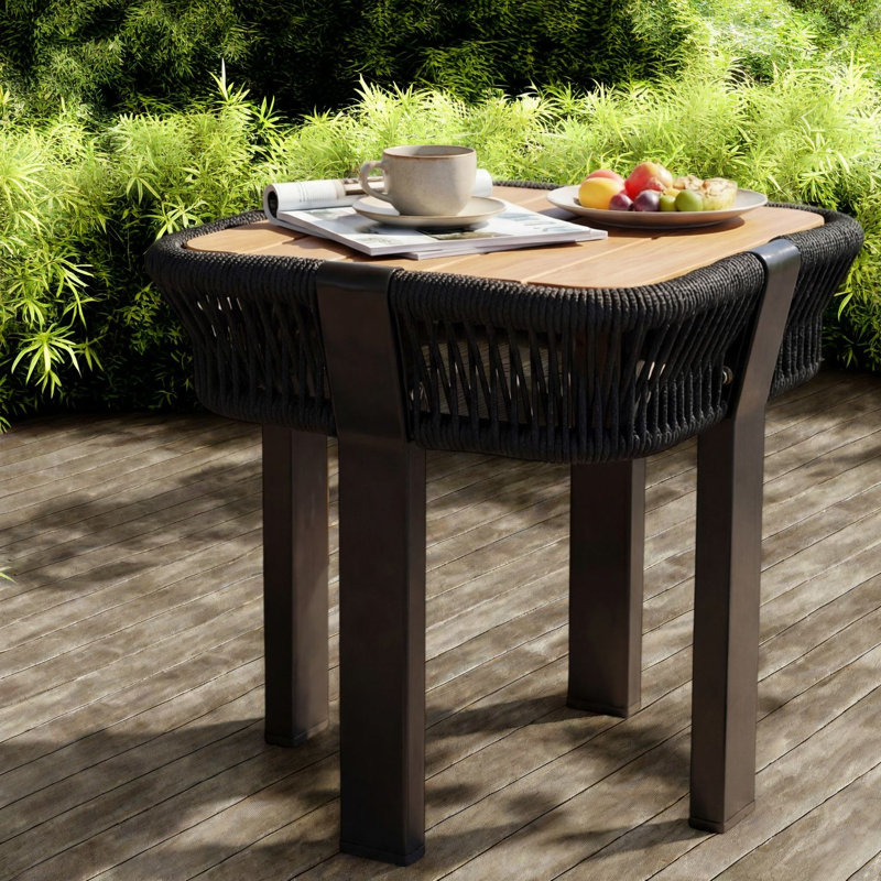 Tables de patio compactes, structure en bois d'acacia et table de bout d'extérieur moderne