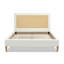 Lit plateforme tapissier Haley, grand lit, polyester blanc antique