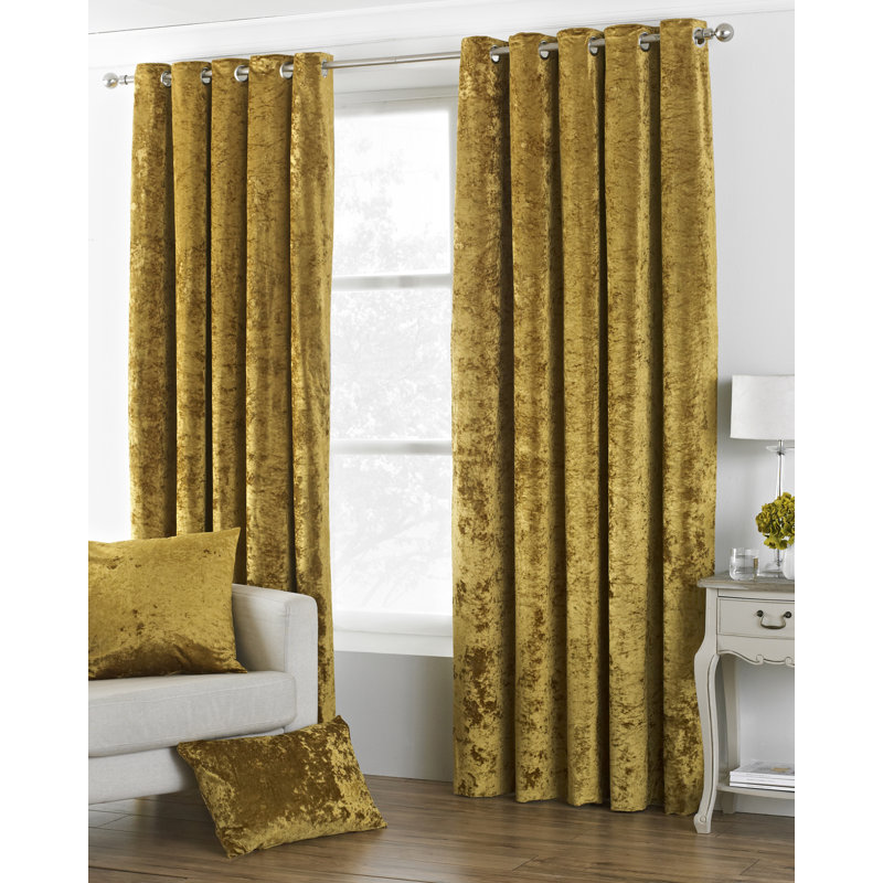 Reiban Room Darkening Curtain Pair, Ochre, 117cm Width x 137cm Drop