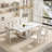 78.74" Rectangular Faux Marble Top Pedestal Dining Set-107486270