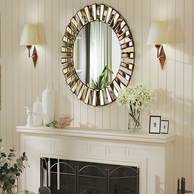 Montz Wood Round Wall Mirror, 60cm H x 60cm W