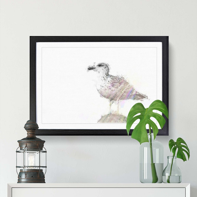 Seagull Bird in the Rainbow in Abstract - Picture Frame Graphic Art Print, Black, 40cm H x 60cm W x 2cm D